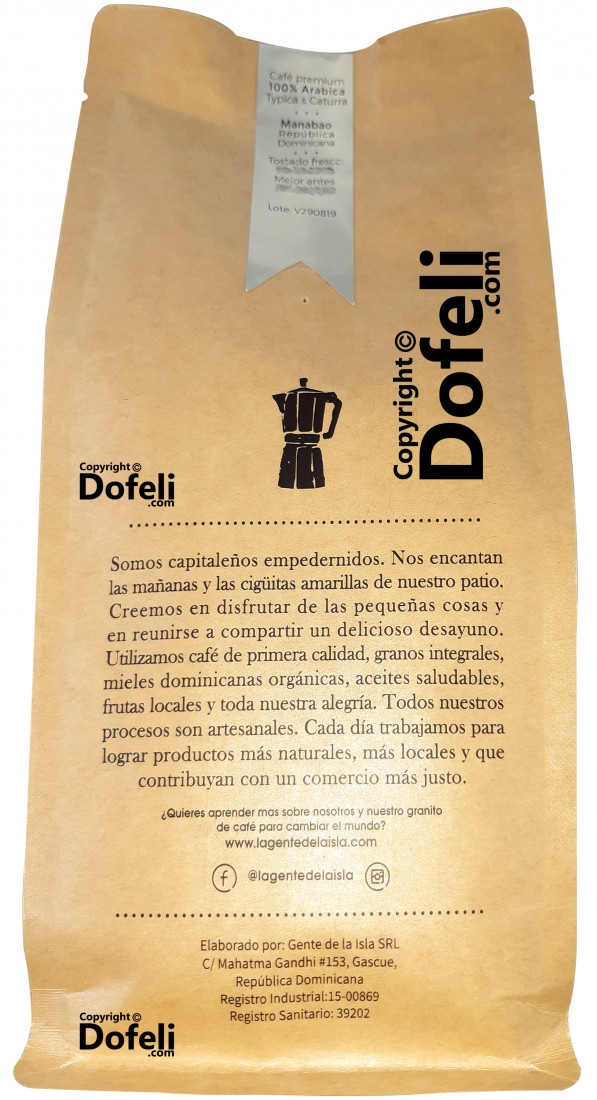 Dominican USDA Organic Arabica ground coffee with a smooth and gentle personality.